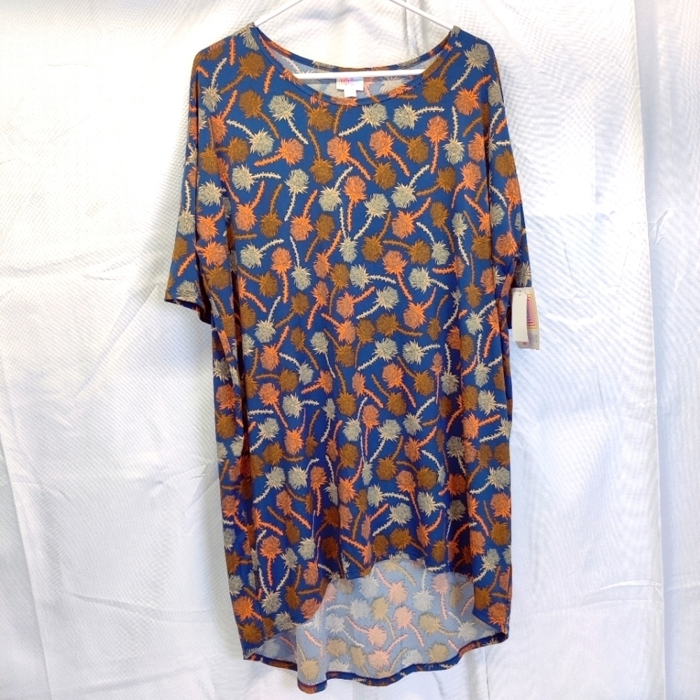 NEW LuLaRoe "Irma" Tunic Top T Tee Shirt Dress Womens Sz Large Thistle Artichoke